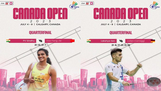 Indian shuttlers PV Sindhu and Lakshya Sen storm into semi-finals of Canada Open Badminton tournament