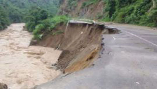 Nagaland: Heavy rainfall washes away a Portion of National Highway-29