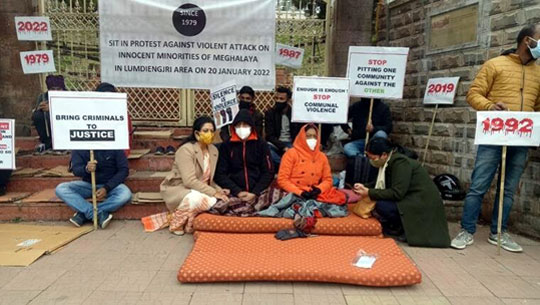 Shillong couple sits on six-hour-long strike to protest attacks on minorities in Meghalaya