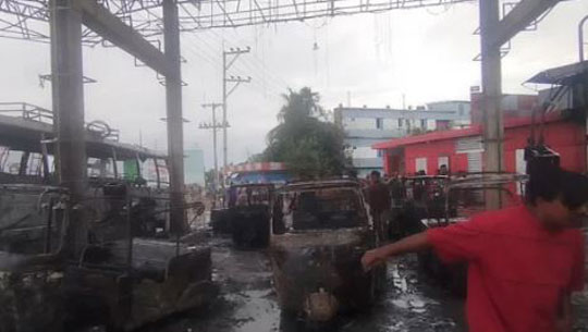 12 Vehicles destroyed in massive fire at CNG filling Station in Habiganj, Bangladesh