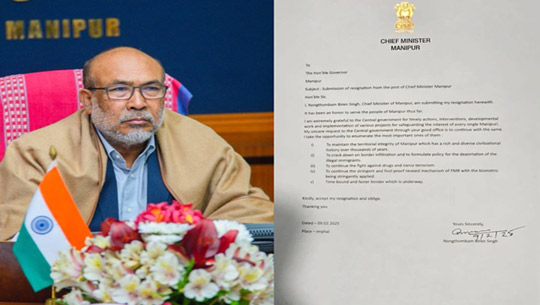 Manipur CM N. Biren Singh resigns 