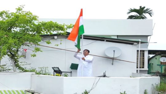 CM Dr. Manik Saha hoists national flag at Residence as Part of ‘Har Ghar Tiranga’ Campaign