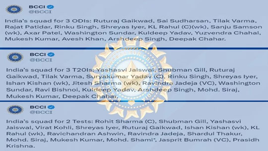 BCCI announces squad for Indian cricket team's tour of South Africa beginning December 10