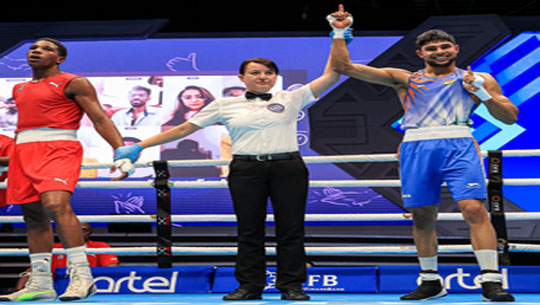 Indian pugilist Nishant Dev moves to second round, defeating Britain’s Lewis Richardson at World Olympic Boxing Qualifiers in Italy