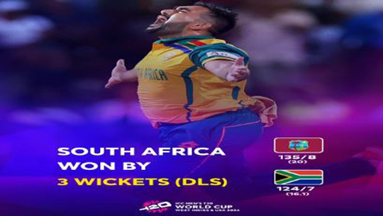 T-20 Men’s World Cup: South Africa Enter Semi-Finals Beating West Indies In Super 8 Encounter This Morning; India To Take On Australia In Super 8 Encounter In St Lucia This Evening