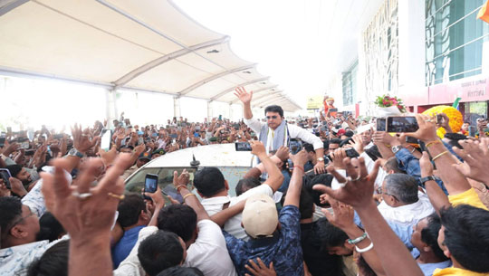 Biplab Deb Gets Grand Welcome after 