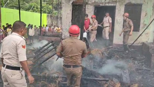 Puja pandal engulfed in fire; CM Dr. Manik Saha assures govt assistance