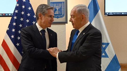 US Secretary of State Antony Blinken meets with Israel PM Benjamin Netanyahu in Tel Aviv amid ongoing conflict between Israel with Hamas