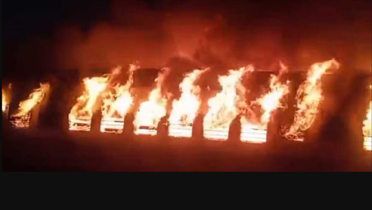Ten persons killed in private party booked railway coach fire at Madurai in Tamilnadu