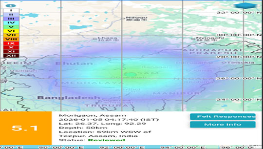 5.1-Magnitude Earthquake Jolts Central Assam