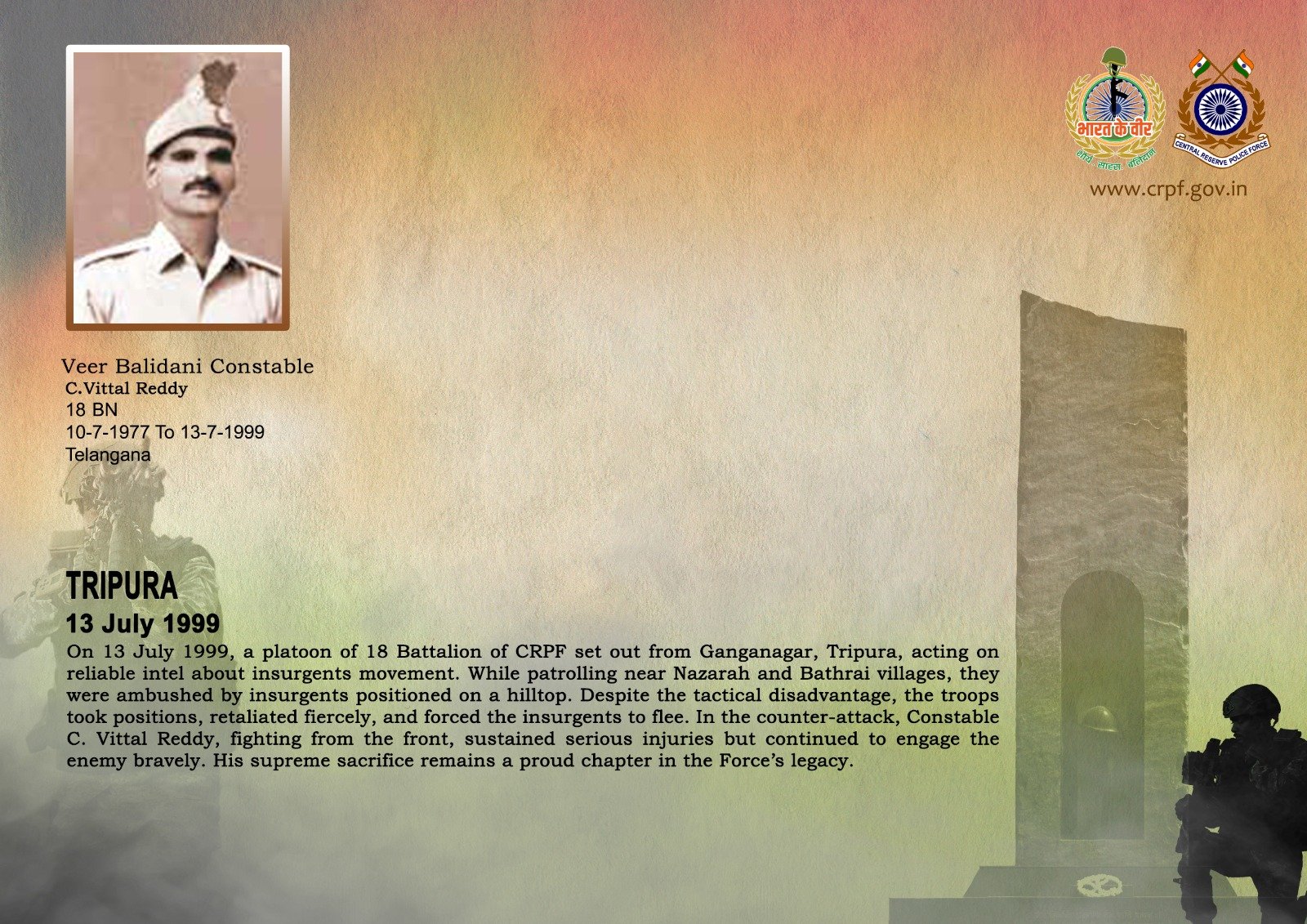 CRPF Remembers Constable C. Vittal R