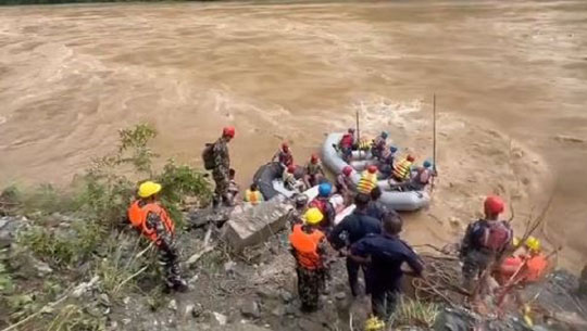 Landslide in Nepal Sweeps Two Buses into Trishuli River