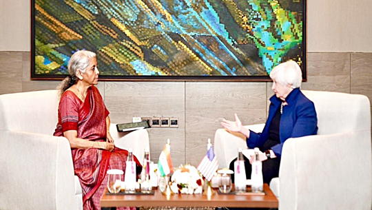Finance Minister Nirmala Sitharaman meets US Treasury Secretary Jenet L Yellen in Bengaluru