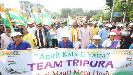 CM Dr. Manik Saha receives ‘Amrit Kalash’ from blocks, panchayats; says it reignites patriotism