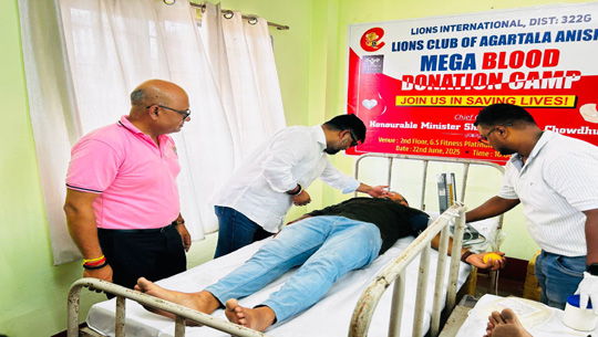 Mega blood donation camp organised by Lions Club of Agartala Anish in Collaboration with G.S. Fitness Platinum