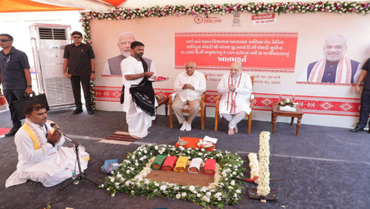 Amit Shah Lays Foundation Stone for Six-Lane Shantipura–Khoraj GIDC Road in Sanand