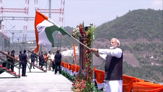 PM Modi inaugurates world’s highest Chenab rail bridge, Anji cable-stayed bridge in J&K