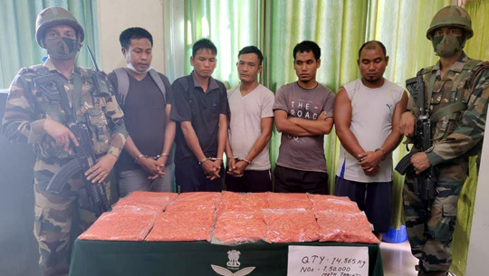 ASSAM RIFLES AND EXERCISE AND NARCOTICS DEPARTMENT, AIZAWL  RECOVERS METHAMPHETAMINE TABLET WORTH RS 49,99,50,000/- IN SAWKARTAICHUN, AIZAWL DISTRICT, MIZORAM AND APPREHENDS FOUR INDVIDUAL