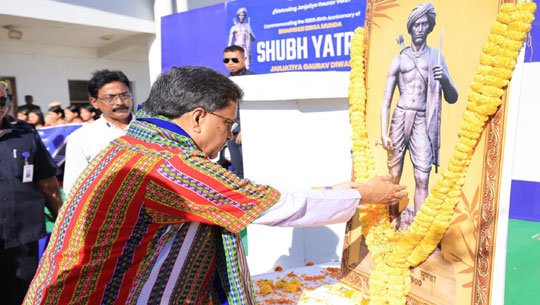 CM Manik Saha Pays Floral Tributes to Birsa Munda on Janjatiya Gaurav Divas