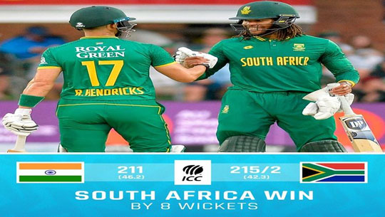 In Men's Cricket, South Africa defeated India by eight wickets in second ODI at St George's Park in Gqeberha