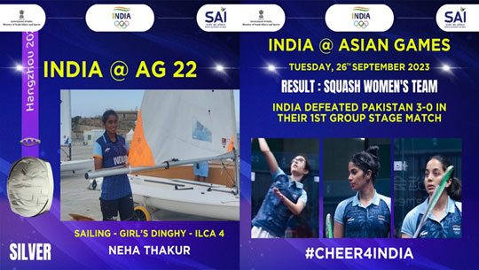 Hangzhou Asian Games: India's Neha Thakur bags silver medal in sailing; women's squash team beats Pakistan