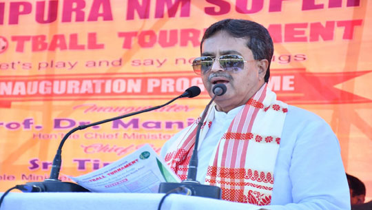  CM Dr Saha inaugurates super league football tournament; pitches for drug-free Tripura