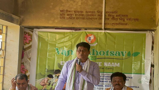 Minister Bikash Debbarma joins tree plantation drive to mark Van Mahotsav