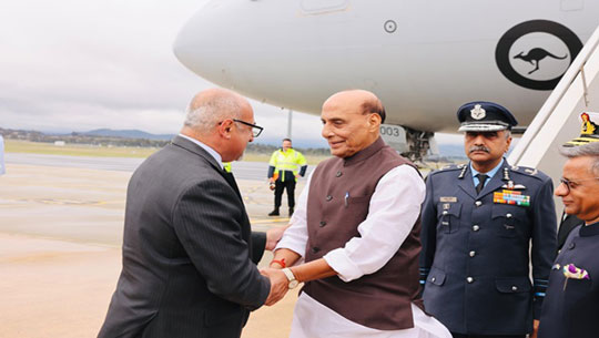 Defence Minister Rajnath Singh Arrives in Canberra to Strengthen India-Australia Strategic Partnership