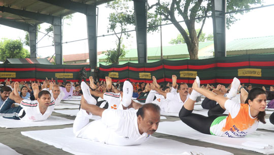 Governor Indrasena Reddy Nallu attends Yoga day celebration at Assam Rifles’ school