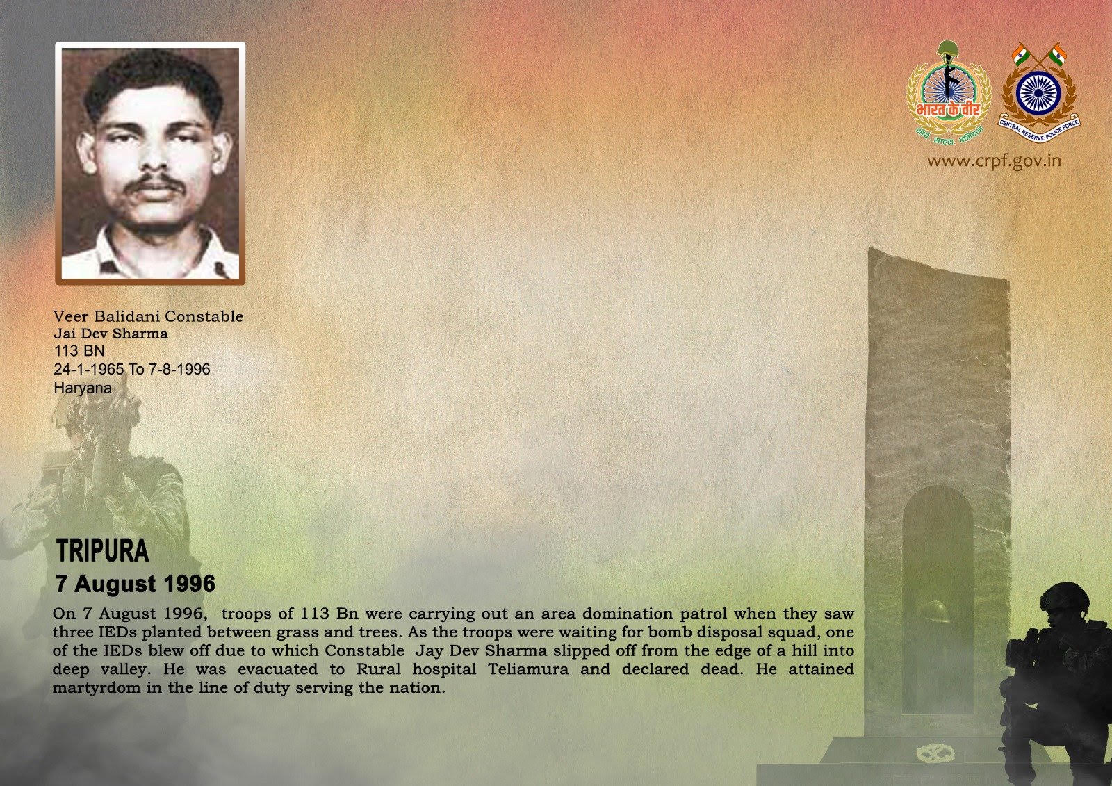 CRPF Pays Tribute to Constable Jai D