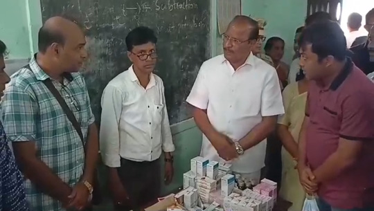 Governor Indrasena Reddy Nallu visits relief camp in Pratapgarh