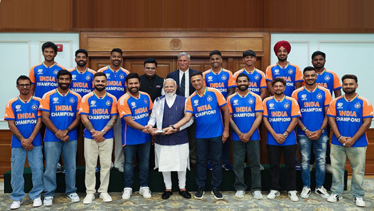 PM Narendra Modi meets and interacts with T20 World Cup-Winning Indian Men’s team 
